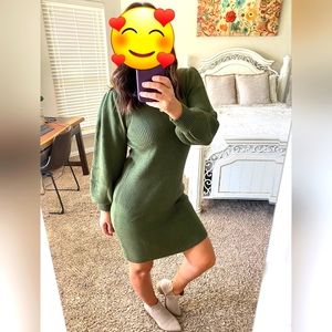Puff sleeve sweater dress